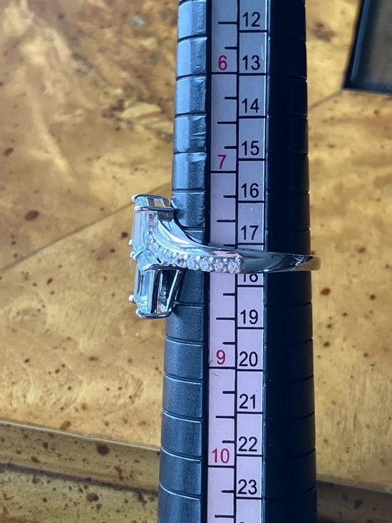 Natural Aquamarine Sterling Silver Ring Size 8 - Picture 7 of 10